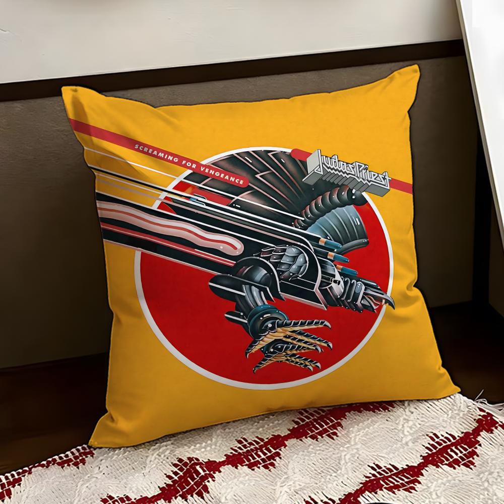 JJudas PPriest Cushion Cover Reversible Soft Durable Pillow Cover Home Car MultiScene Use for Daily Comfort