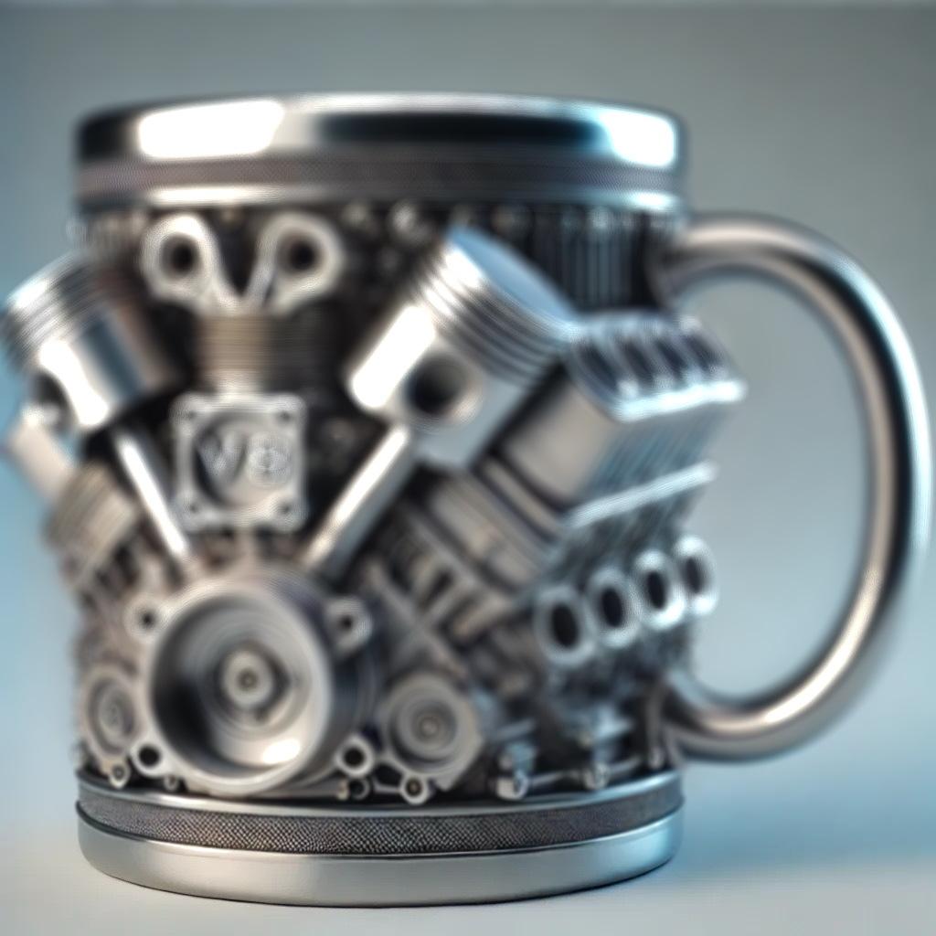 Creative Resin V6 Engine Stainless Steel Mug, 3D Engine Design, Double Wall Insulated Coffee Cup, Unique Gift for Men, 420ML