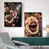 Surreal Skull Flower Gothic Posters Botanical Floral Eyeball Rose Vampire Prints Canvas Painting Wall Pictures Home Room Decor