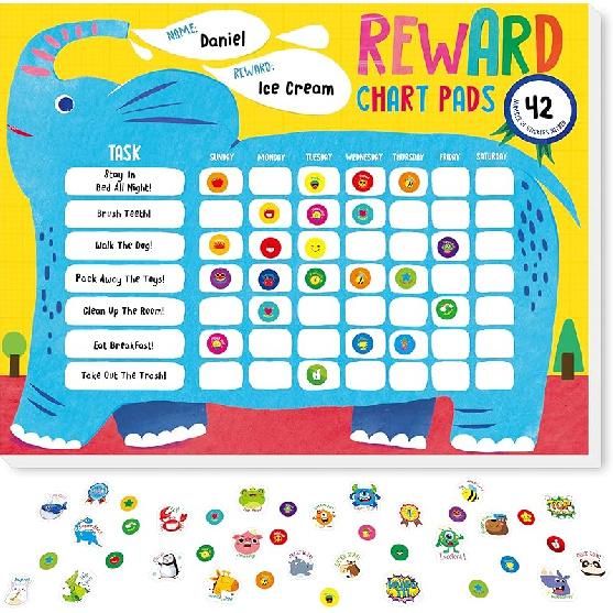Magnetic I Did It Reward Chart, Behavior Reward Chart System with 50 Perforated Sheets Plus 2648 Motivational Stickers Fridge Daily Schedule Chore Style-A