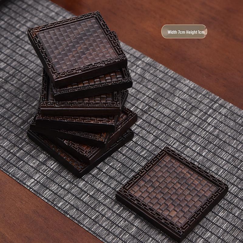 Ebony Solid Wood Tea Coaster Set - Tea Ceremony Accessories for Home or Office