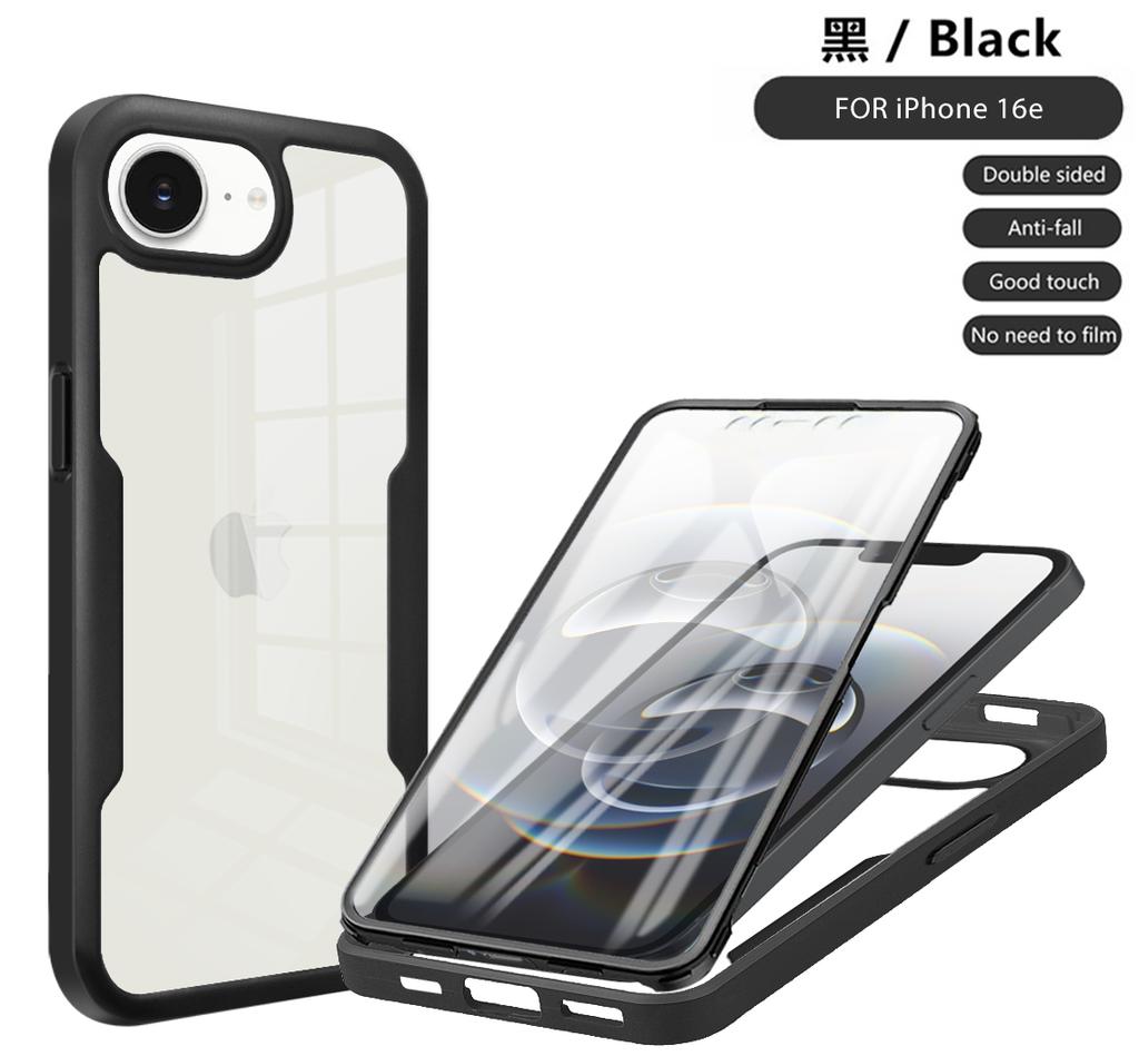 360 Full Protection Case For iPhone 16e Clear Screen With Silicone Bumper TPU+PC Back Cover For iPhone 16 e iPhone16e 2025 Funda
