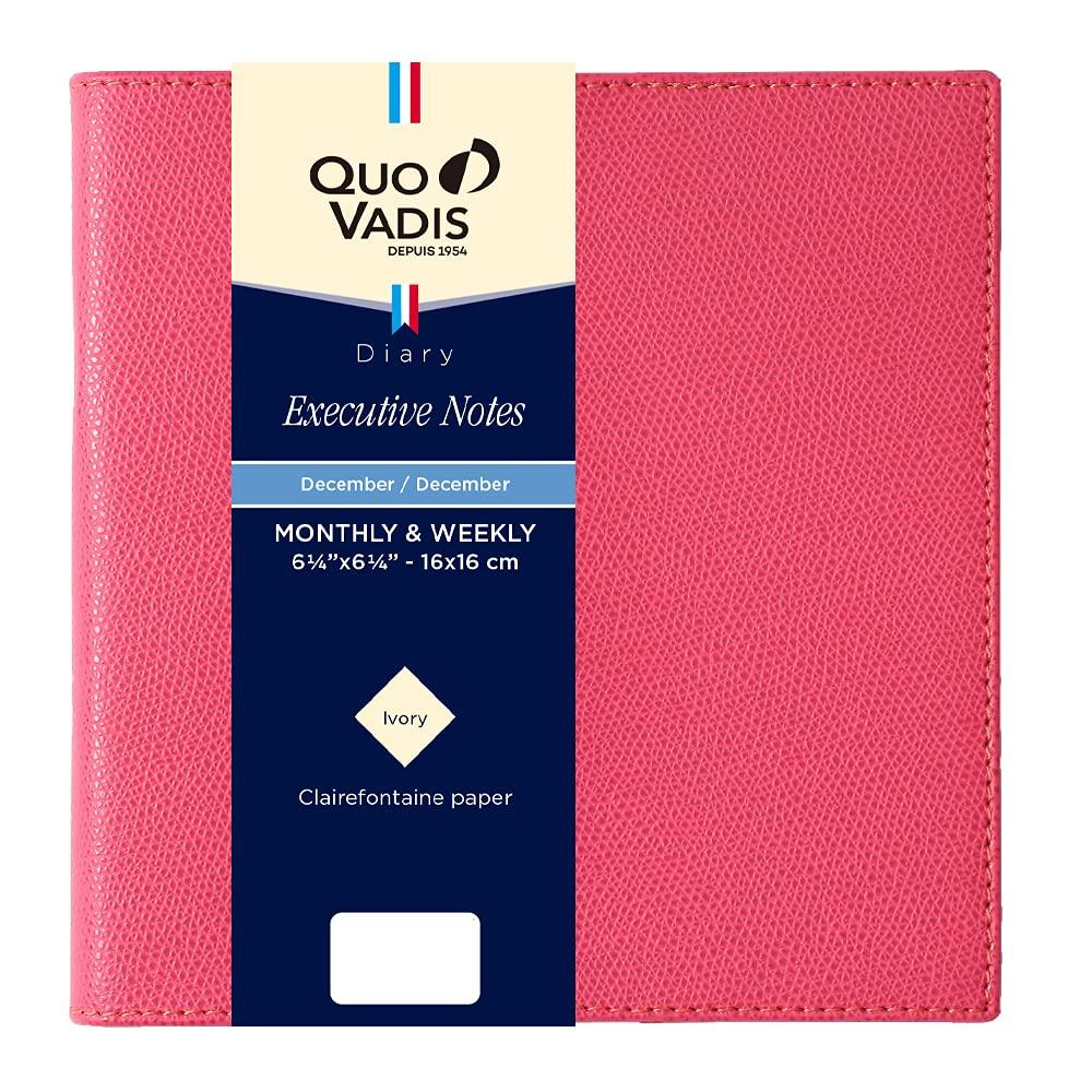 QUOVADIS Executive Notebook/Club 2026 Weekly Vertical Diary qv90602fra framboise 16x16cm