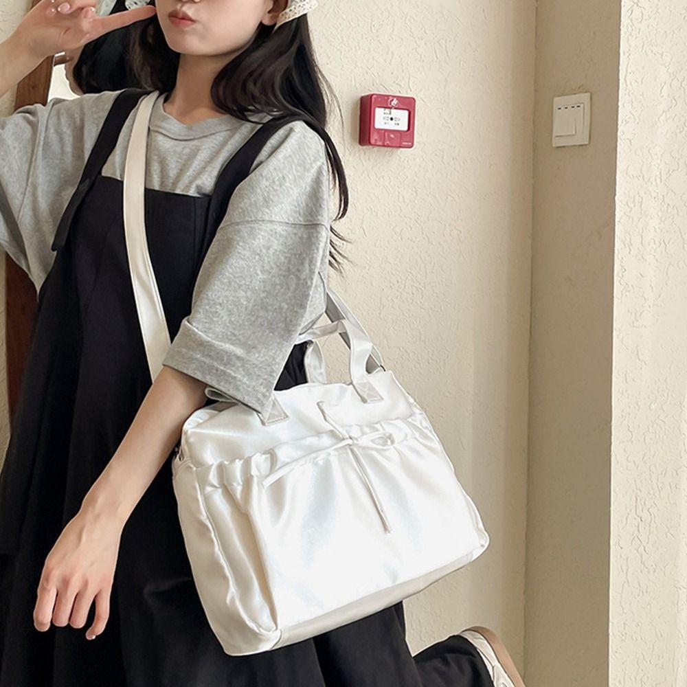 Portable Satin Bow Hand Bag Korean Style Fashion Laptop Bag Cool INS Shoulder Bag  Girls