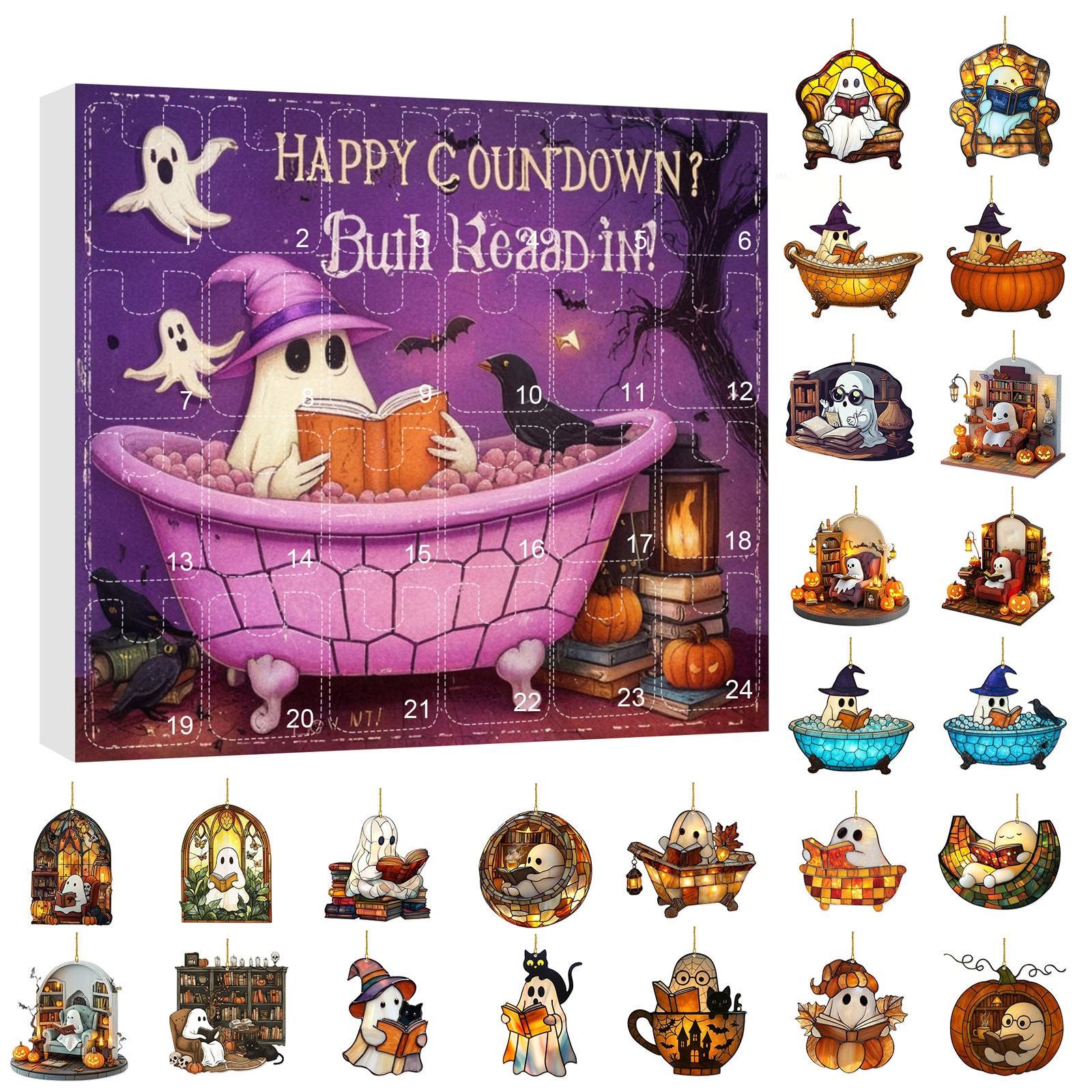 

Хэллоуин Подвесное украшение Адвент-календарь , 24 шт. Коллекционные предметы для праздничной вечеринки Обратный отсчет, Календарь обратного отсчета Хэллоуина Сюрприз One Size
