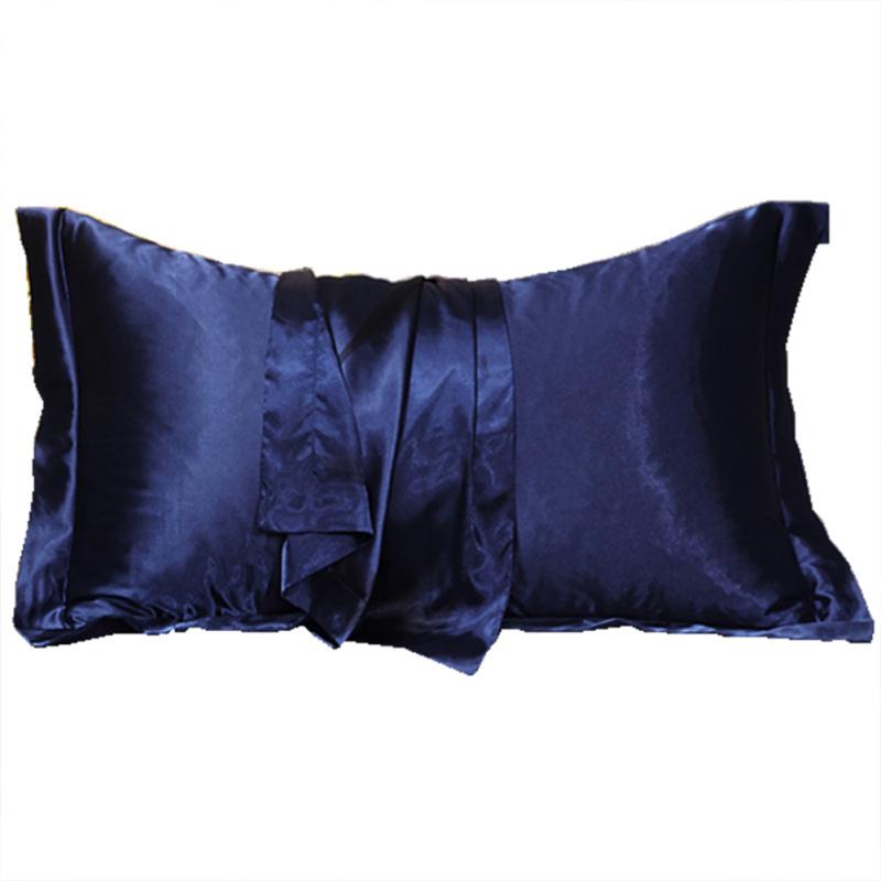 2pcs Pillowcase, Artificial Silk Soft Breathable Skin-friendly Solid Color Cushion Cover, Satin