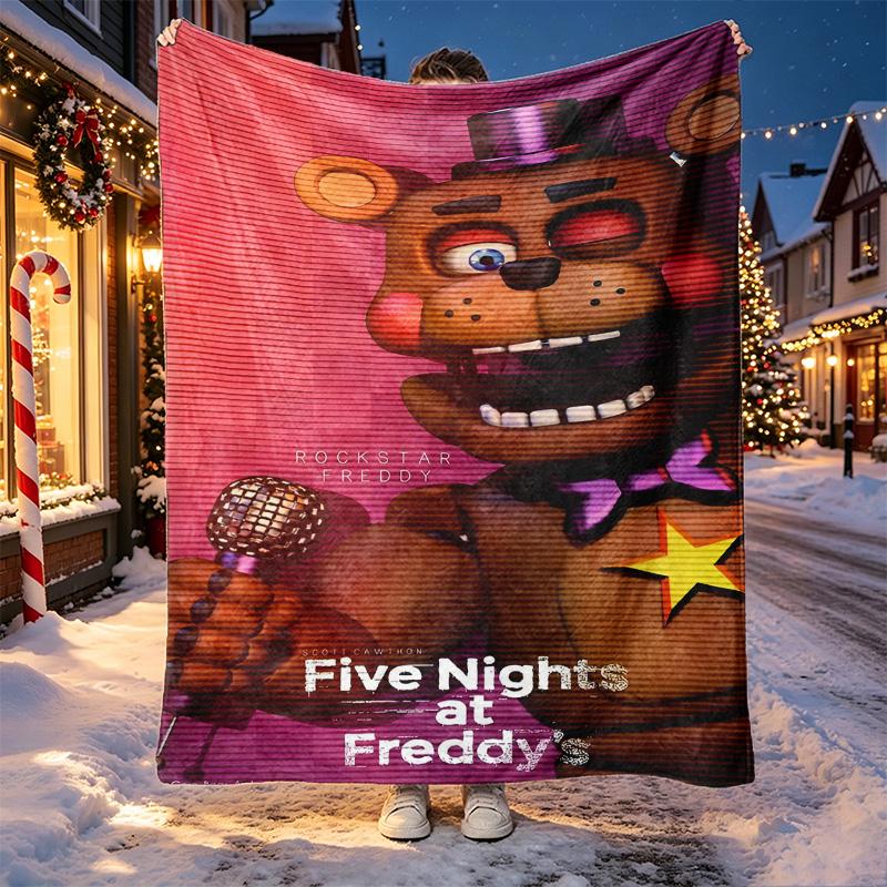 Five Nights at Freddy's Pattern Blanket for Home Decoration, Bed, Sofa, Car Travel, Camping, Suitable for All Seasons, Birthday Christmas Gift