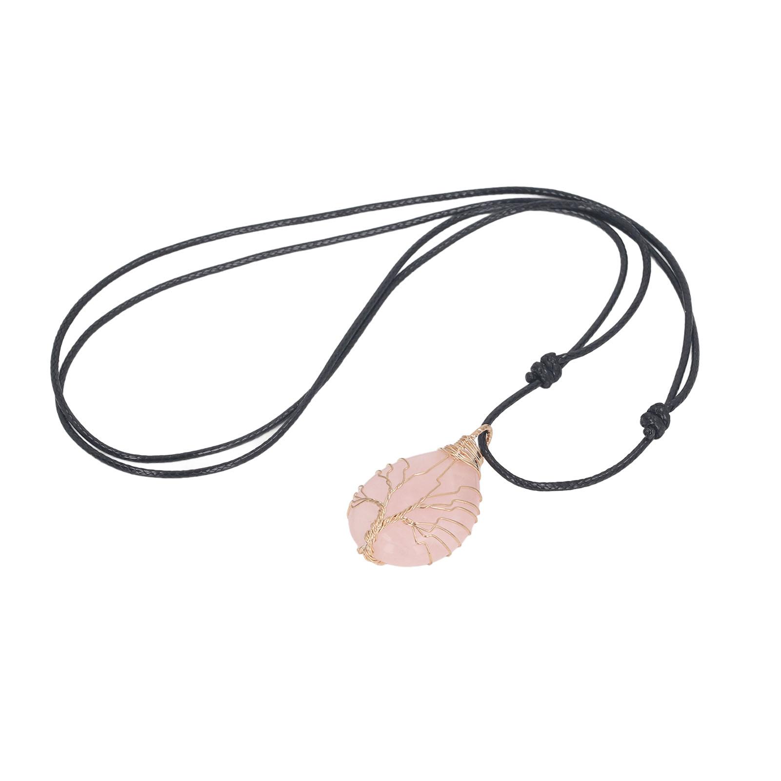

Healing Crystal Necklace Wrapped Teardrop Crystals Pendant Necklace Quartz Gemstone Jewelry for