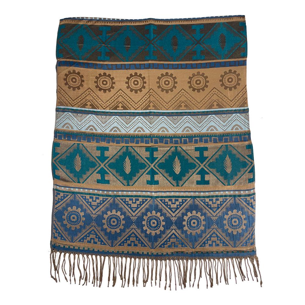 Bohemian Cotton Jacquard Geometric Shawl: High-End Women's Evening Scarf