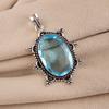 Sky Blue Topaz Gemstone Silver Boho Pendant 2.5" , 925 Sterling Silver Jewelry For Her APP-1-3