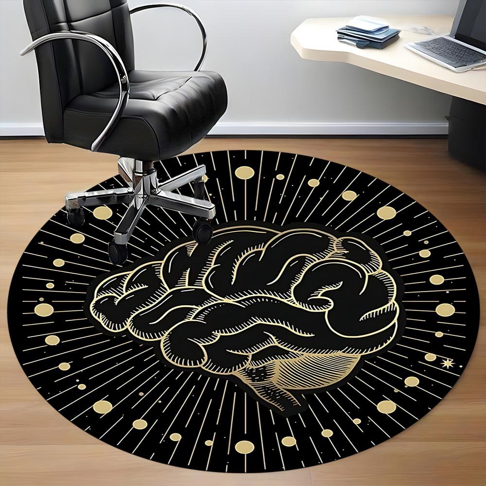 1pc Cerebral Cosmos Office Round Area Rug,  Mat Suitable For Office, Under Office Chairs Bedroom Living Room Home Decor, Room Deco