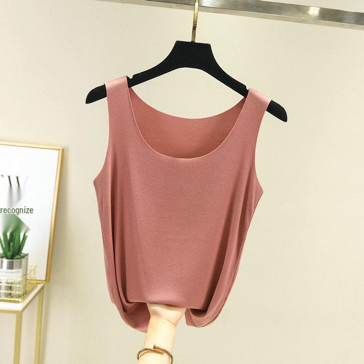 

Женская бесшовная майка из модала - Весенне-летняя безрукавная базовая майка с круглым вырезом и универсальная верхняя одежда M розовый