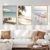 Sailing Sunset Beach Bed Santorini Surfboard Umbrellas Poster Canvas Painting Print for Living Room Home Decoration Cuadros