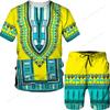 Elegant stil afrikanske totem-trykte t-skjortesett for menn i plussstørrelse menn Etnisk primitiv tribal-trykt treningsdrakt tradisjonelle klær