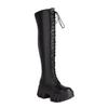 Fashion Platform Super High Increase And Shiny Patent Leather Women's Over The Knee Boots Cross Lace Up Side Zipper Punk Boots