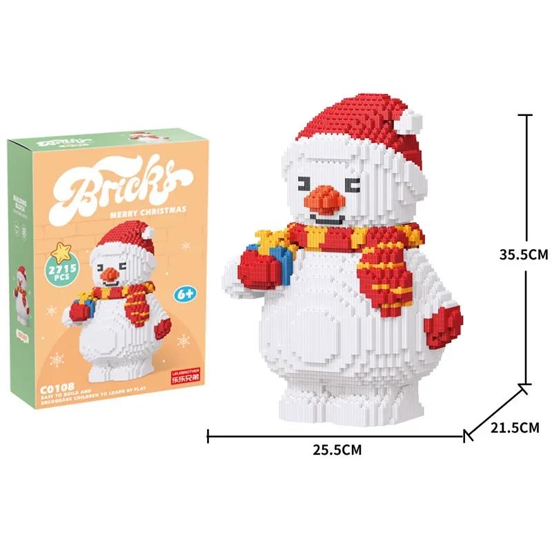 Christmas Tree Snowman Mini Building Blocks Assembled Santa Claus Deer DIY Model Figure Connection Brick Toys For Kids Gifts
