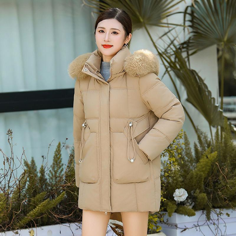 Fashionable Cold-proof Hooded Mid-length Cotton-padded Jacket, Sweet and Warm Cotton-padded Jacket for Women Winter