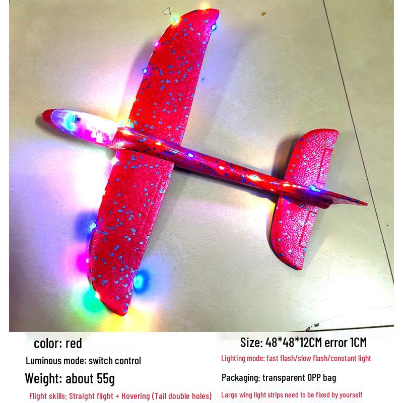 Children's 48CM Luminous Foam Glider Toy - Pure White Model for Outdoor Play