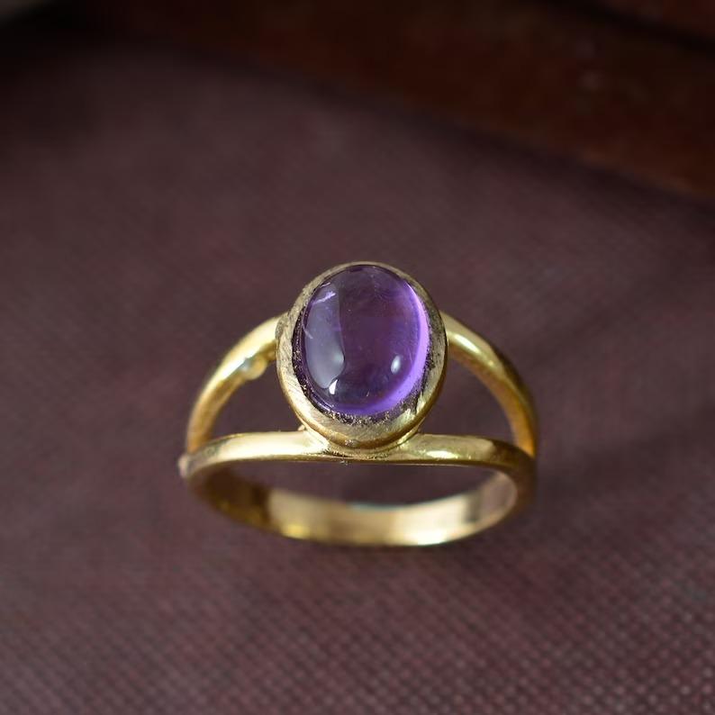 Anillo de piedra preciosa de amatista, anillo de plata de ley sólida 925, anillo hecho a mano, regalo para ella, anillo de apilamiento, anillo de aniversario