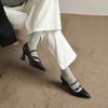Vintage Pointed Toe Cross Buckle Women Mary Jane Shoes Fashion Shallow Shoes 2026 Spring Autumn Stripper Party Pumps Shoes