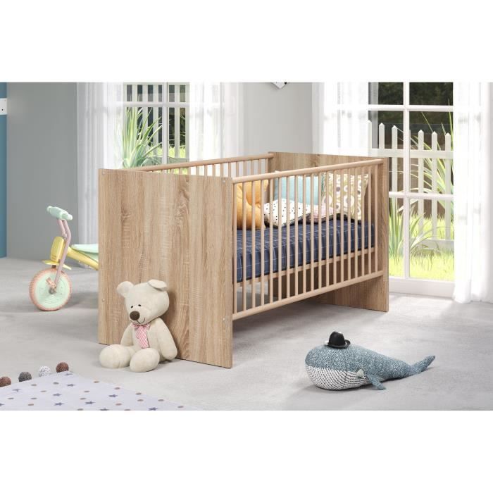 NIKO Duo Baby Room - 70x140 Cm Bed + 2-door Changing Table - Natural Oak Decor - TRENDTEAM