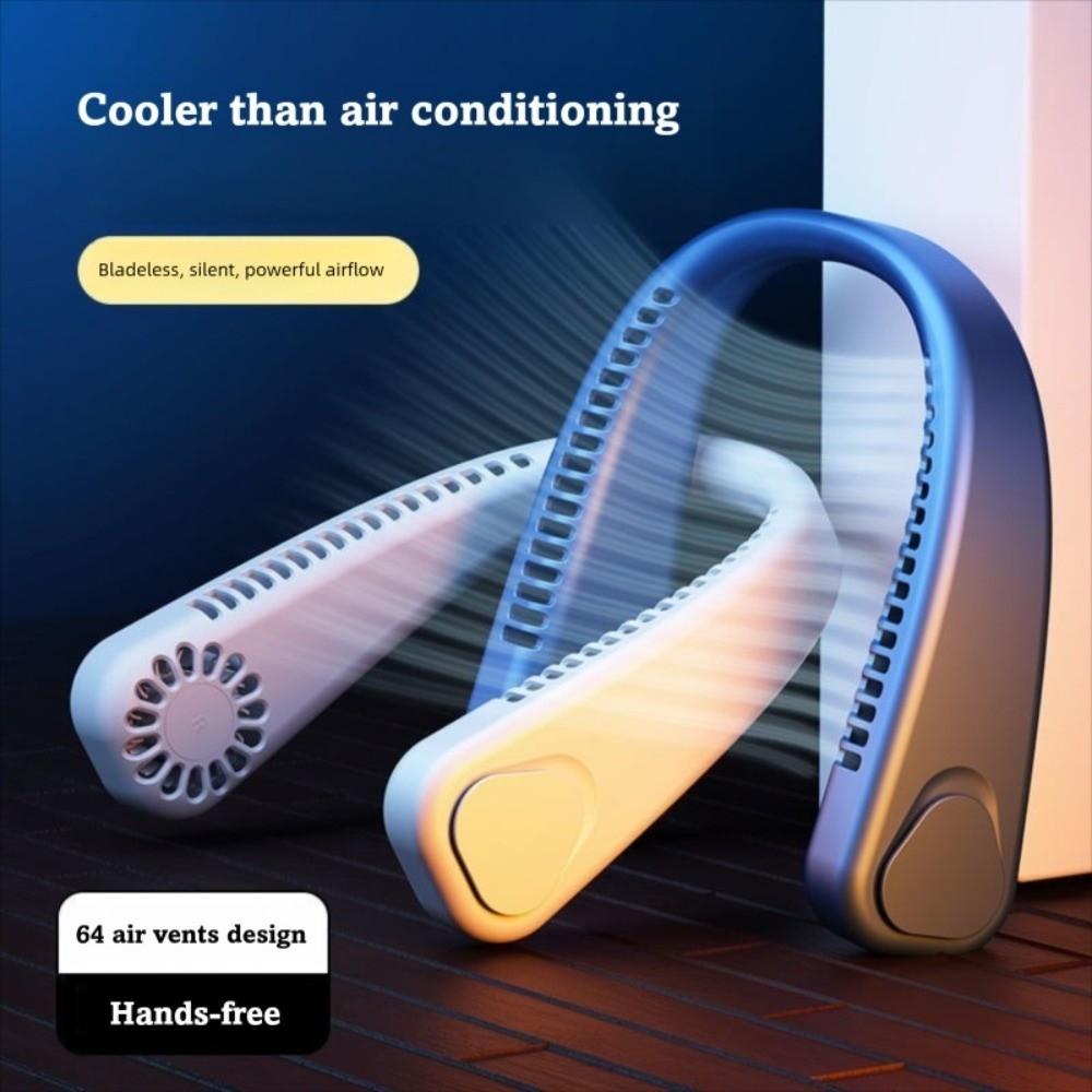 3 Speed Settings USB Rechargeable Fan Portable Wearable Fan Bladeless Neck Fan  Outdoor Sports