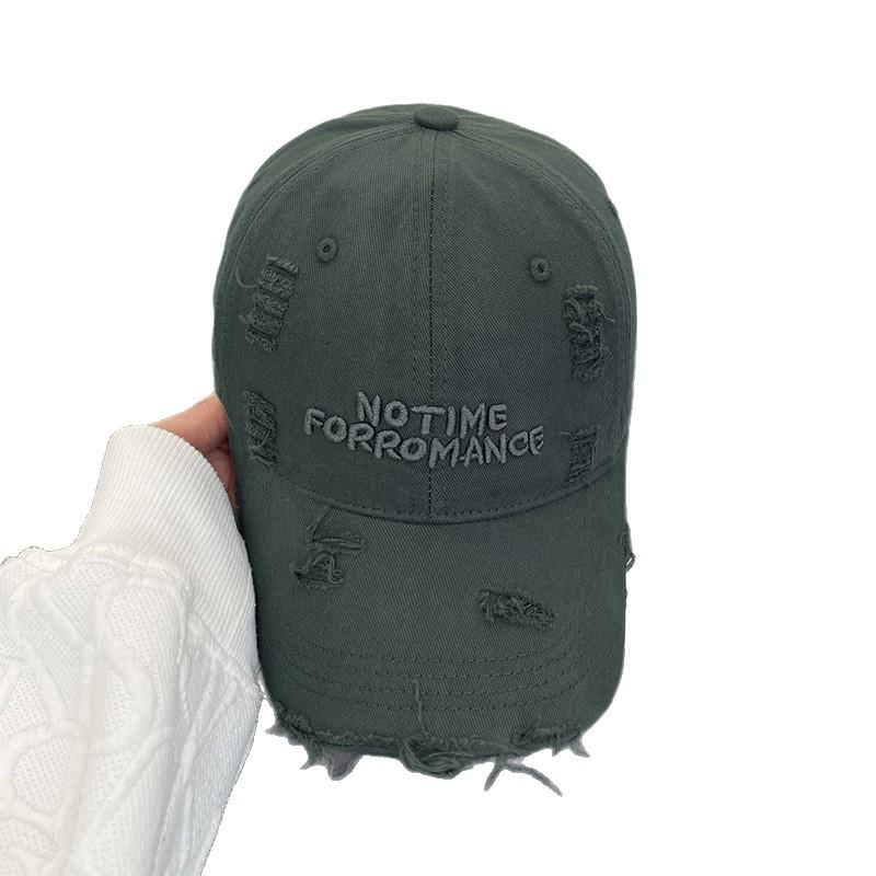Vintage Distressed Letter Embroidered Baseball Cap for Women, Versatile for Summer, Makes the Face Look Smaller, Wide-brimmed Soft-top Sun Hat
