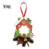 Holiday Home Decorations Wooden Christmas Tree Ornaments, 2D Stocking House Shaped Photo Frame Hanging Gift Tags Decor, Xmas Ornament for Family