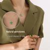 18K Gold-Plated Titanium Steel Necklace with Square Pendant and Natural Stone Inlay
