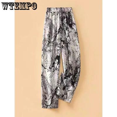 Versatile Mother's Cropped Pants Ice Silk Pants Summer Middle-aged and Elderly New Loose High Waist Pants