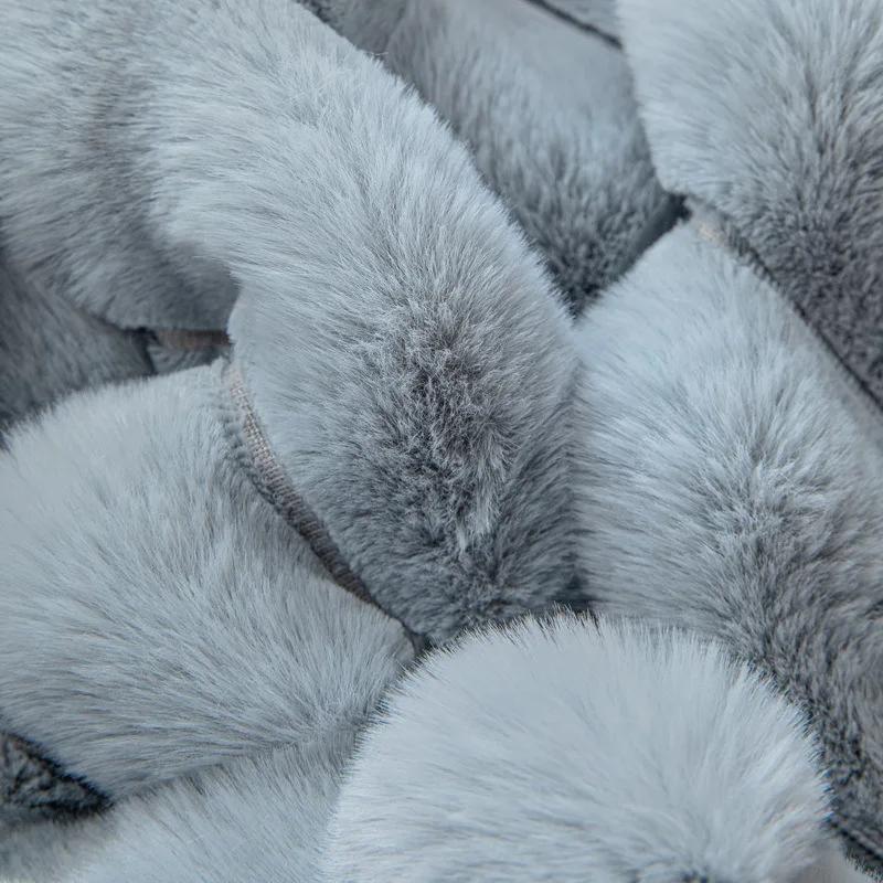 Plush Cushion Non-Slip High-Level Sofa Cover  New Cover Cloth Sofa Cushion Winter Thickened Striped Rabbit