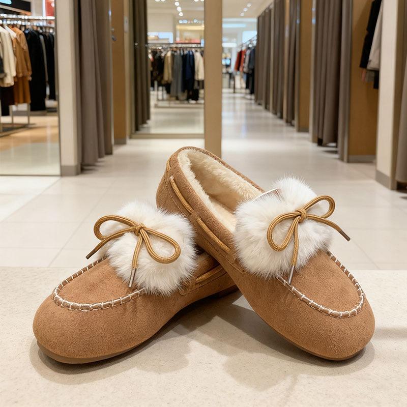 Autumn and winter velvet warm outer wear cotton shoes fluffy shoes women's thick-soled retro new huge comfortable soft-soled beanie shoes women