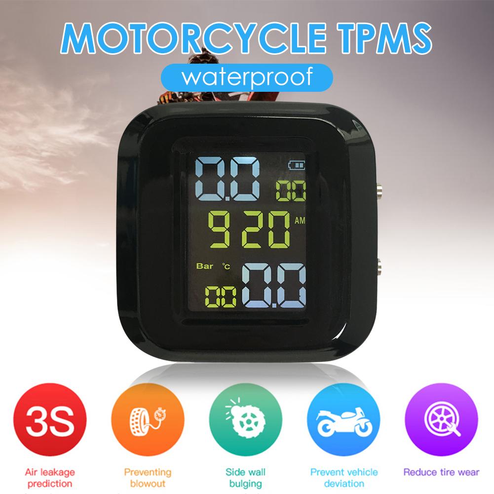 Wasserdichtes LCD-Reifendrucküberwachungssystem USB wiederaufladbar Einfache Installation Motorrad TPMS Persönliche Motorradteile
