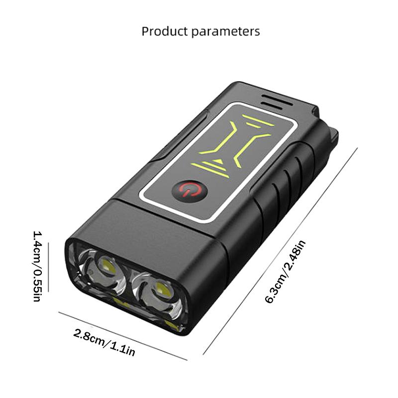 Dual Core Led Flashlight Waterproof Lightweight Rechargeable Outdoor Camping Strong Light Long-Range Portable Keychain Light