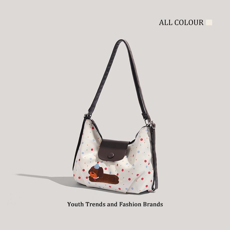 Niche cartoon coffee puppy cute shoulder crossbody backpack polka dot bag