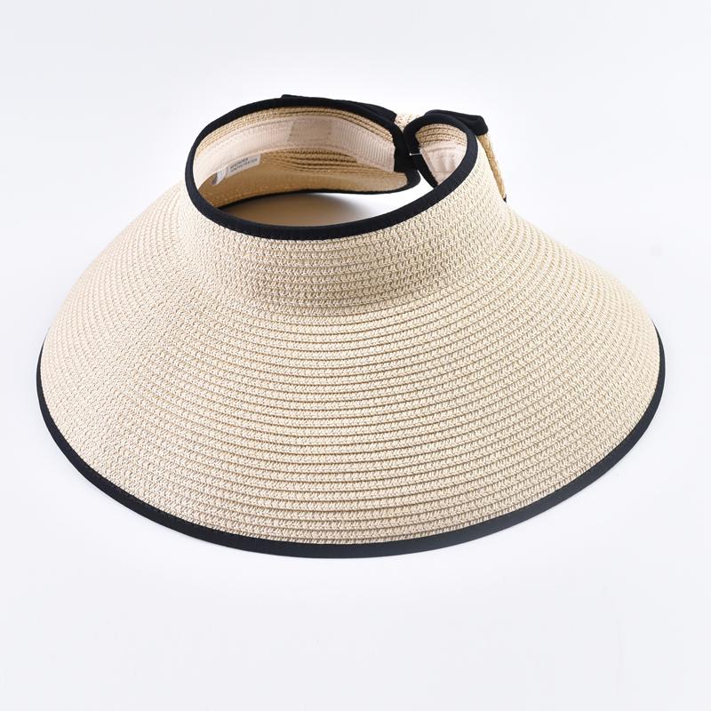 Summer Empty Top Straw Hat For Women Foldable Wide Large Brim Bowknot Sun Hat Travel Beach UV Protection Caps