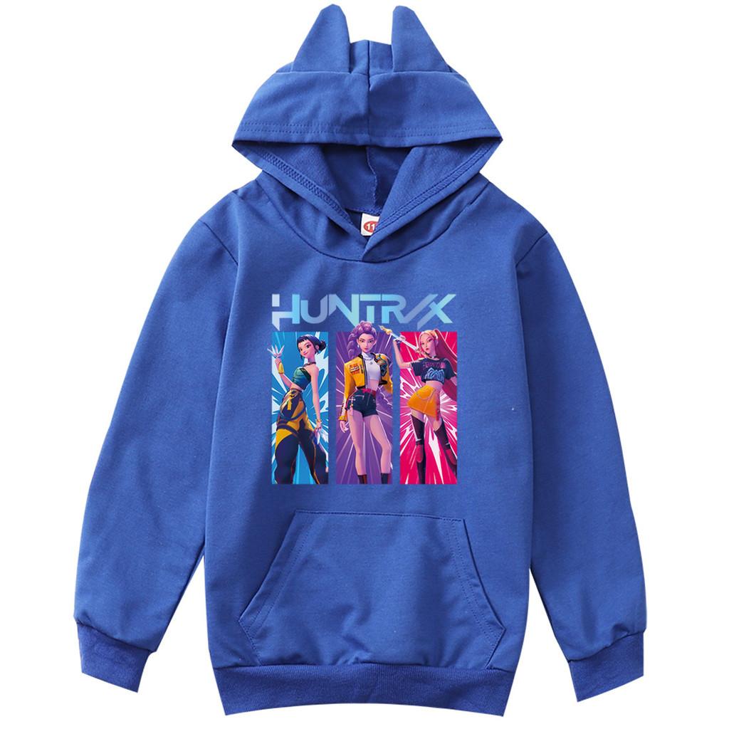 

Kids Girls Anime Cartoon K-Pop Rumi Zoey Mira Printed Cat Ear Casual Long Sleeves Hoodies 170cm королевский синий