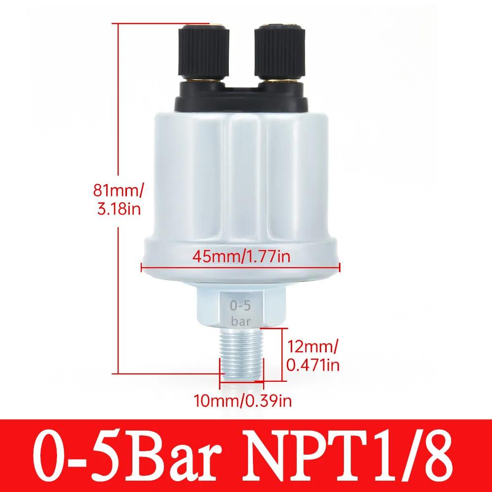 Marine Car Boat 52mm Oil Pressure Gauge+Sensor 0-5Bar 0-10Bar 7 Color Backlight Oil Press Meter Oil Press Indicator 12V/24V