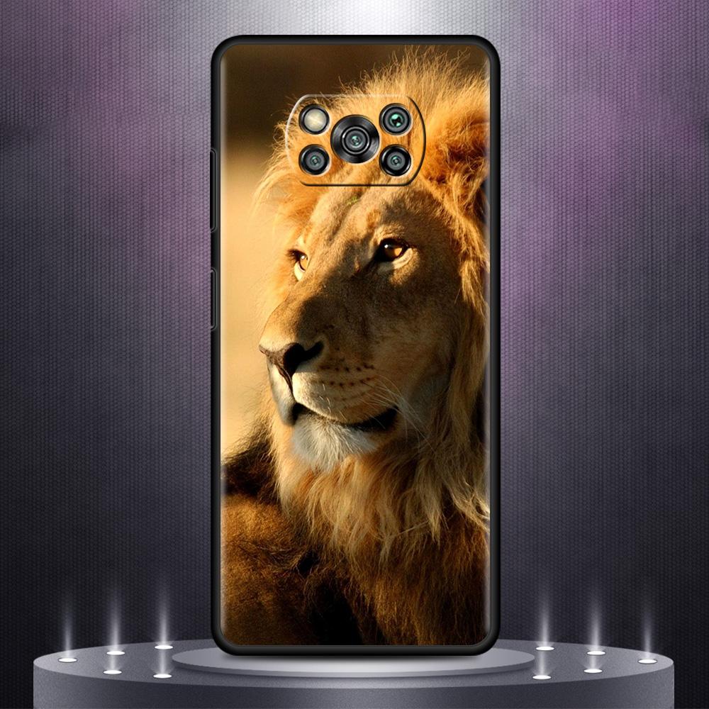 Handyhülle für Xiaomi Mi Poco X3 NFC 10T Pro 11T 11 Lite Note 10 M3 9T F3 CC9 Schwarz Weiche Hülle A2 F1 Hülle Große Katze Tier Löwe