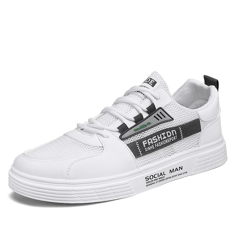 Summer New Men's Shoes Breathable Hollow Mesh Loafers Trendy Versatile White Shoes Low Cut Casual Male Board Footwear