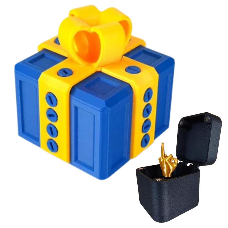 

1 Set Middle Finger Novelty Christmas Adult Surprise Box With Screws 3D Printed Funny Prank Gift Annoying Present For Friends as the picture