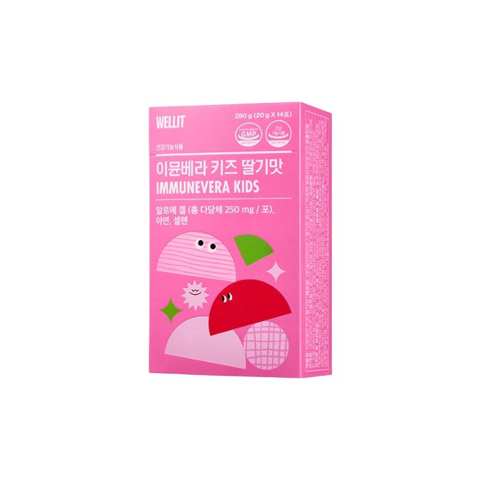 WELLIT IMMUNEVERA KIDS Aloe gel Jelly Shine Muscat / Strawberry / Milk 20g × 14 sticks (10 Options)