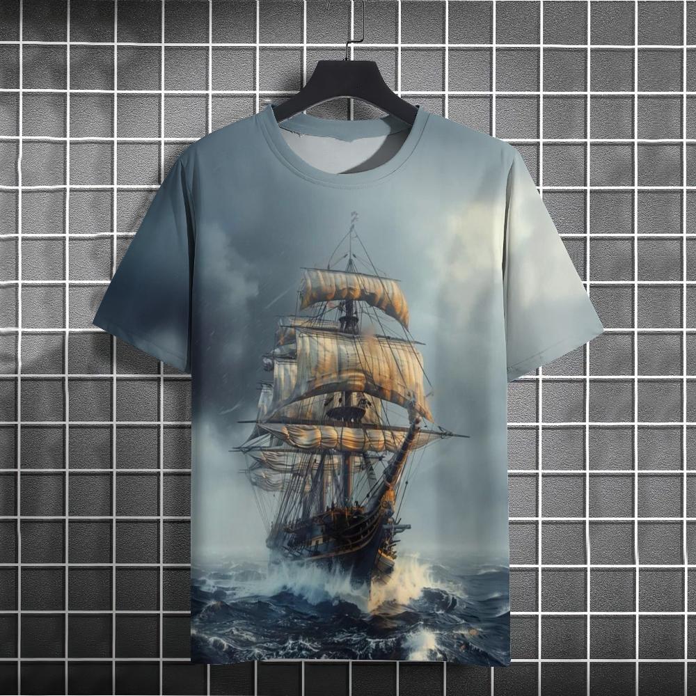 Summer Sailor Ocean 3D Print T-Shirts Streetwear Men FashionCasual Oversized O-Neck Short Sleeved T Shirt Tees Tops Clothing