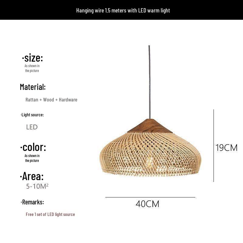 Southeast Asian Wabi-Sabi Rattan Pendant Light for Restaurants, Homestays, Tea Rooms, and Zen Spaces - Vintage Handmade Woven Design