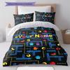 Pac-Man Custom Name Pattern Bedding,Quilt Set Quilt Cover Pillowcase Home Birthday Gift(1 * Duvet Cover + 2 * Pillowcase, Without Core)