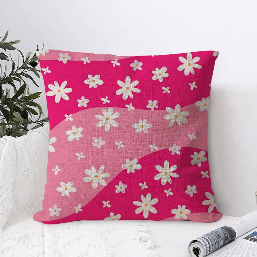 Colorful Daisies Cushion Cover Breathable Linen Pillow Cover SkinFriendly Home Decor Pillowcase with Hidden Zipper