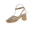 Fashion Mesh Elegant Women High Heeled Sandals Square Toe Shoes Slingback Summer 2025 Trend Open Toe Dress Party Pumps Wedding Sandalias