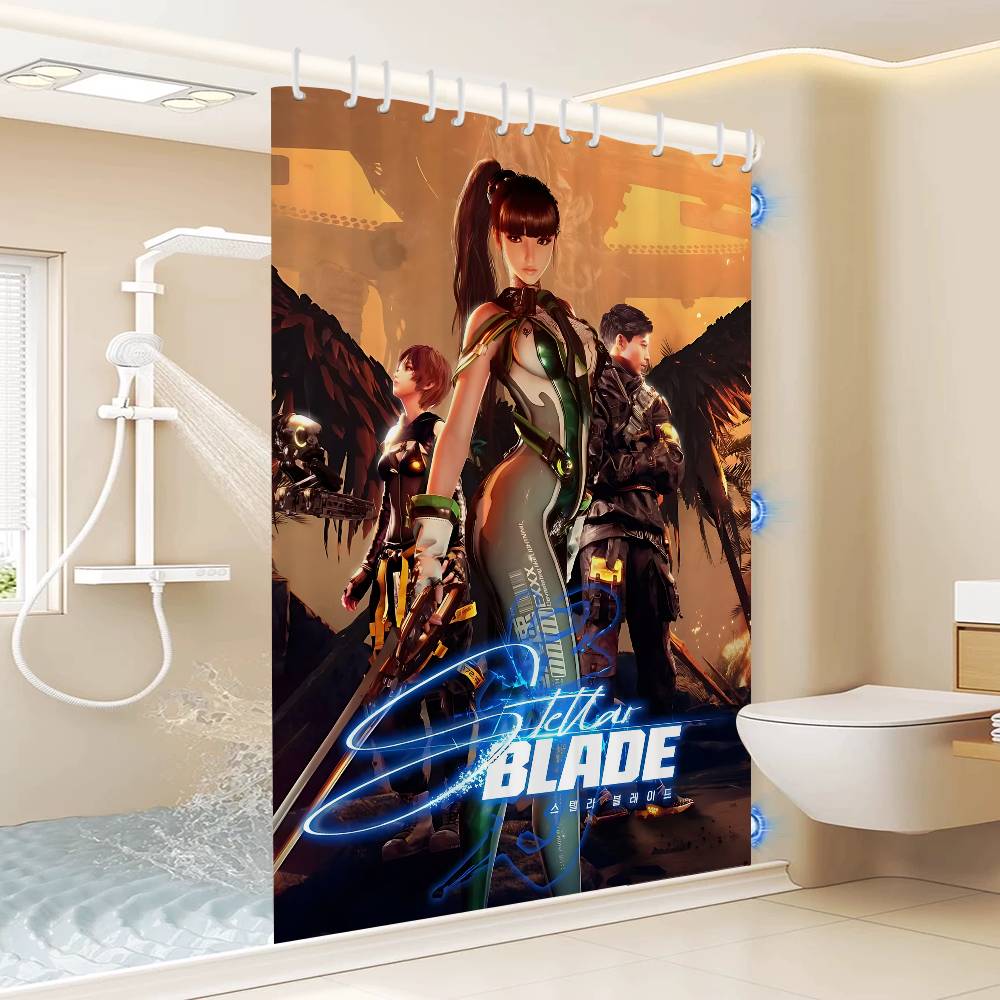 Game Stellar Blade Bathroom Shower Curtain Shielding Partition Shower Curtain Quick Dry Can Be Scrubable Light Opaque Bath