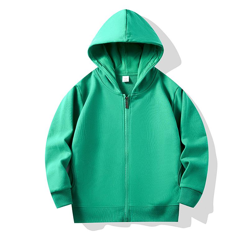 

Детская толстовка на молнии из тонкого терри на 2025 год - Однотонная, в корейском стиле, весна/осень, с принтованным логотипом, униформа 100 cm зелёный