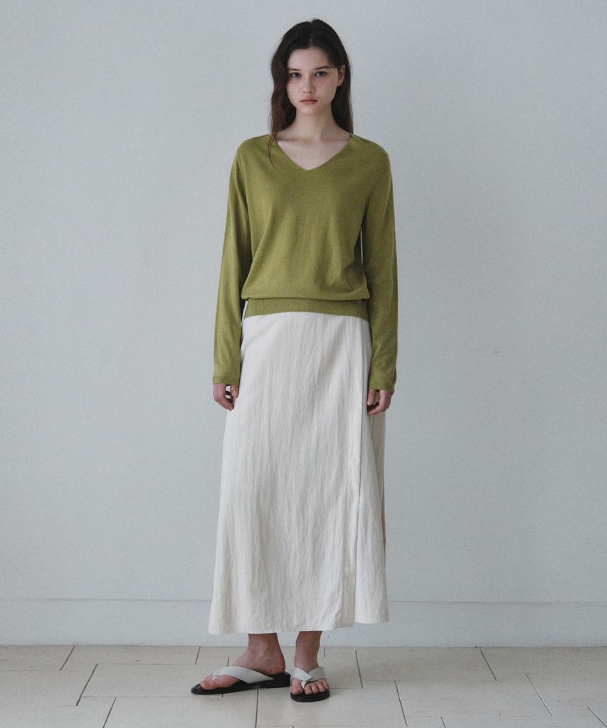 Wednesday Oasis For Woman Soft Lean V-Neck Knit_Olive(Wc26Kn13)